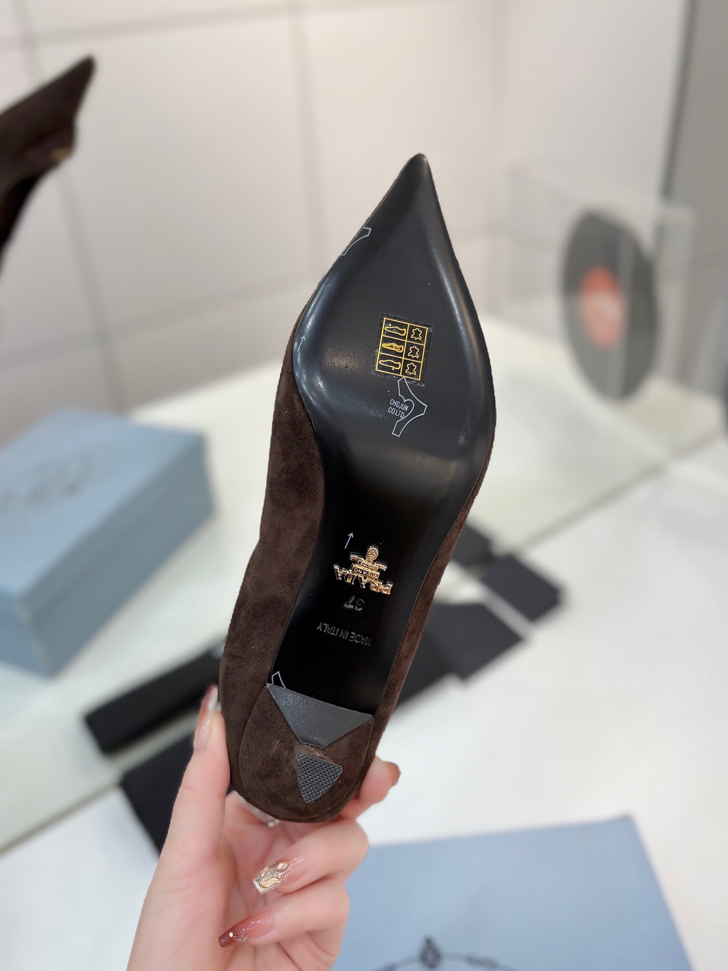 PRA 26S Pointed Toe High Heels 55 Dark Brown Suede 627134