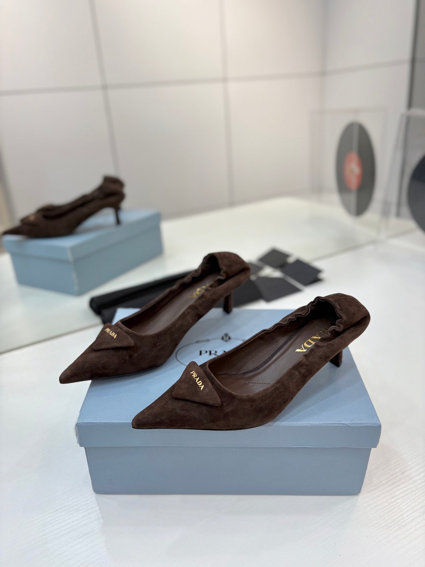 PRA 26S Pointed Toe High Heels 55 Dark Brown Suede 627134