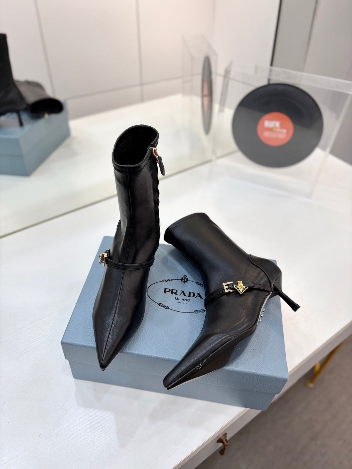Prada 2026 Pointed Toe Boots 55mm Sheepskin 166180