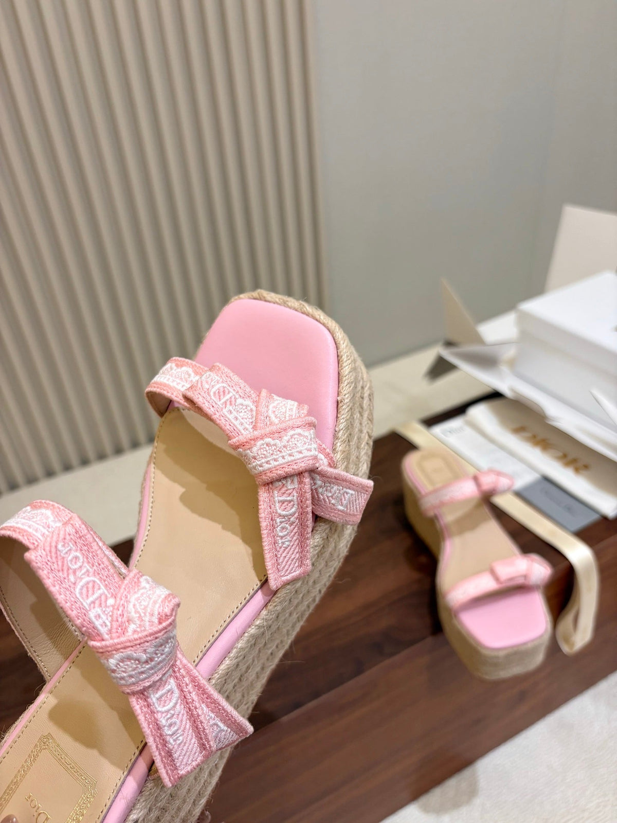 Dior 2026 Dentelle Wedge Sandals 100mm Fabric 988343