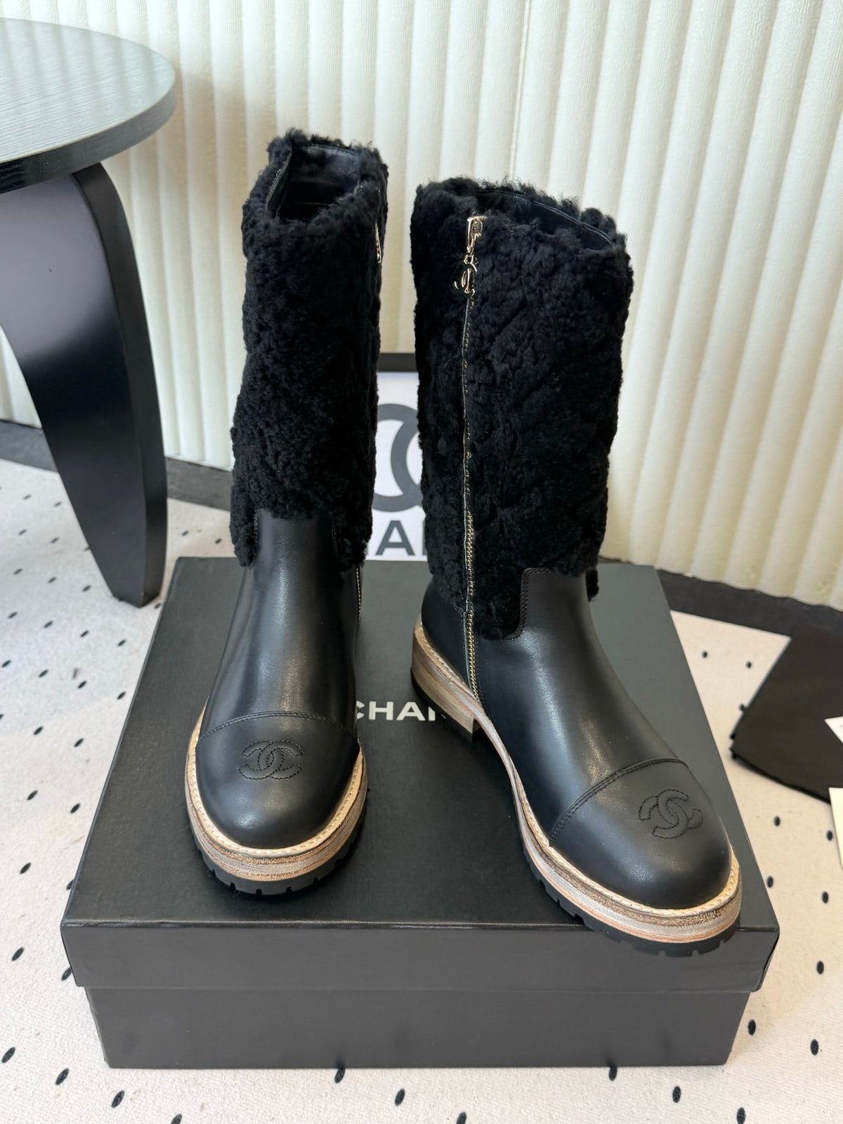 Chanel 2026 Quilted Mid-Calf Boots Suede Leather Wool 189919
