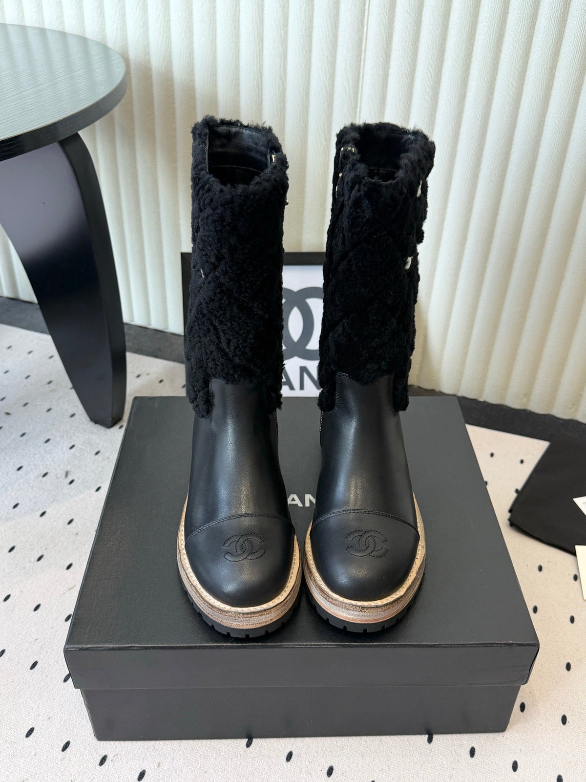Chanel 2026 Quilted Mid-Calf Boots Suede Leather Wool 189919
