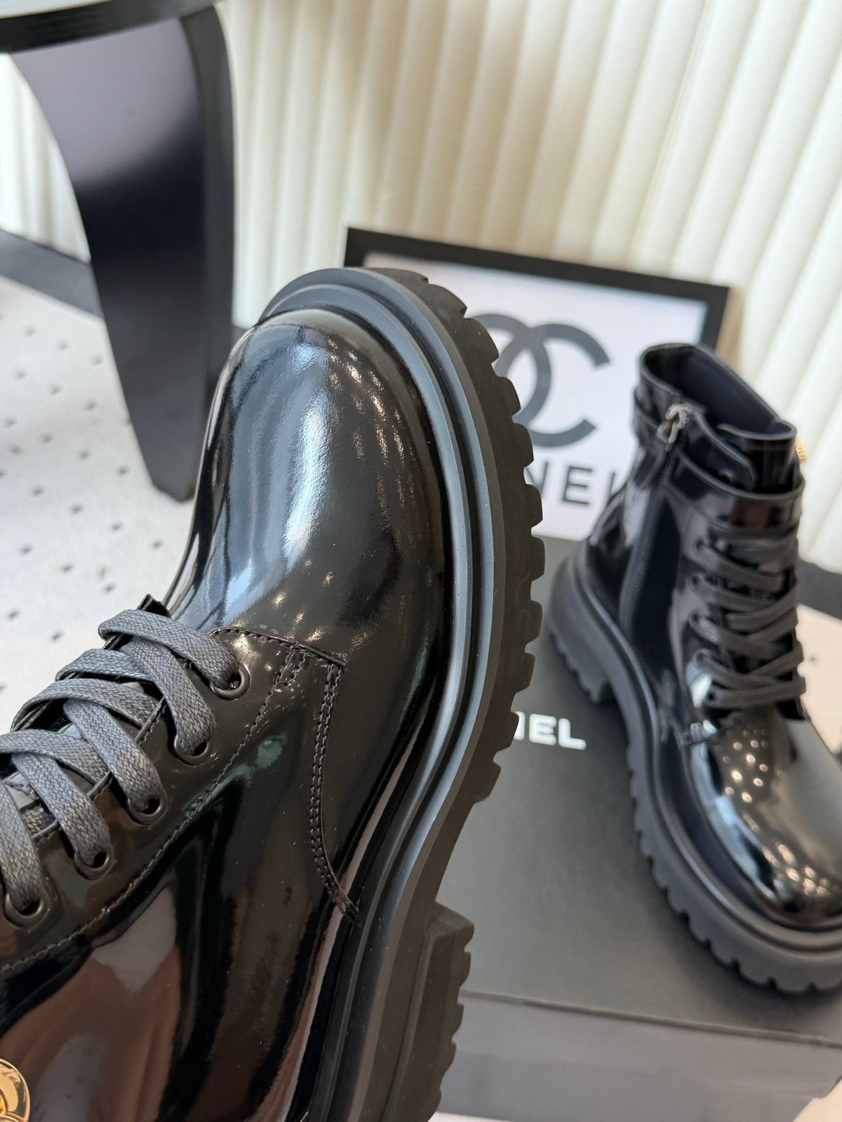 Chanel 2026 Lace Up Combat Boots Suede Leather 189927