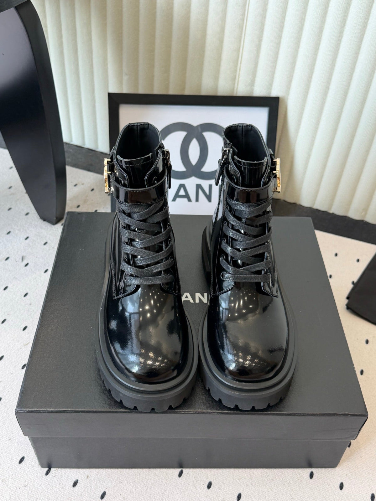 Chanel 2026 Lace Up Combat Boots Suede Leather 189927