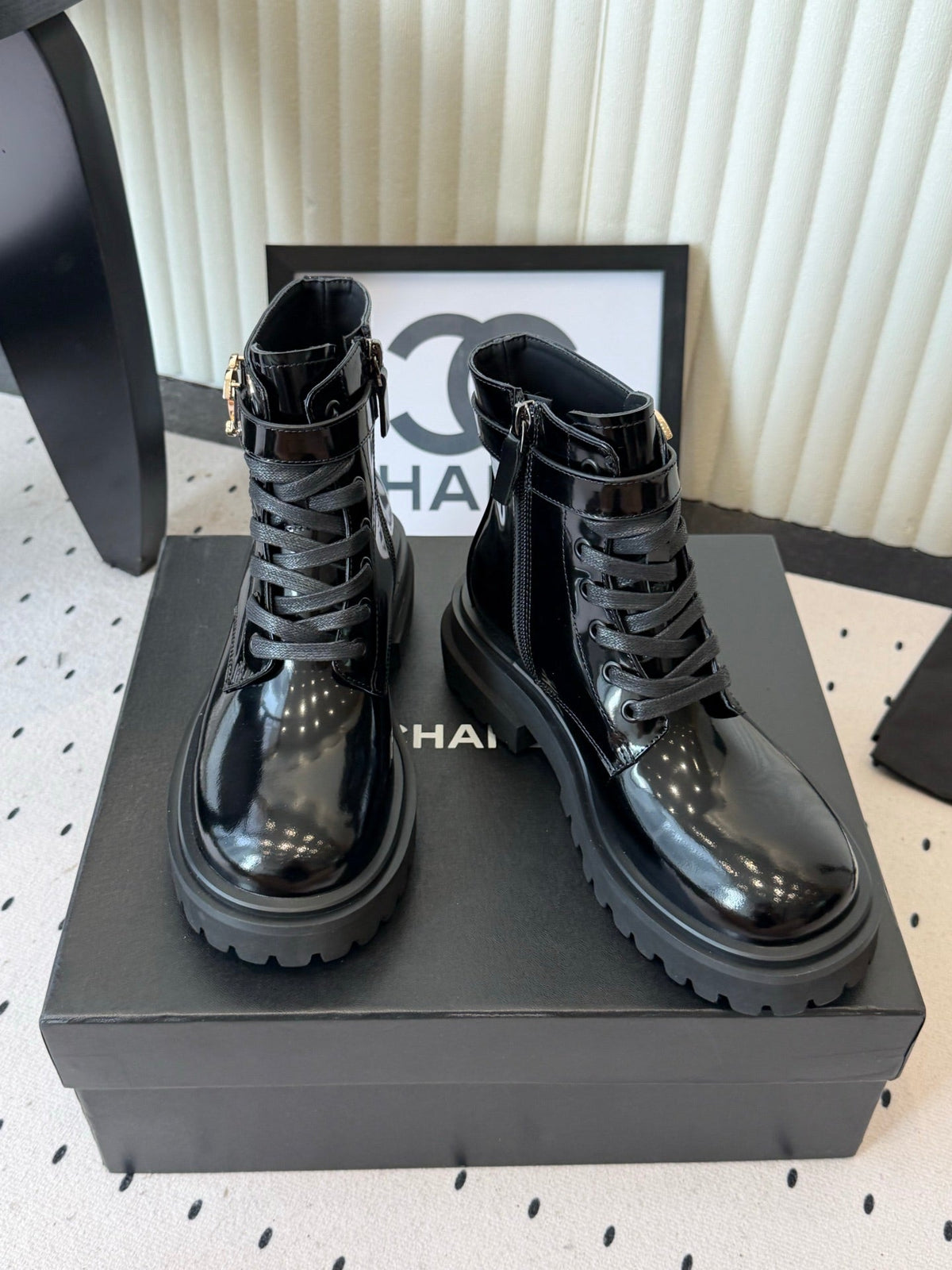 Chanel 2026 Lace Up Combat Boots Suede Leather 189927