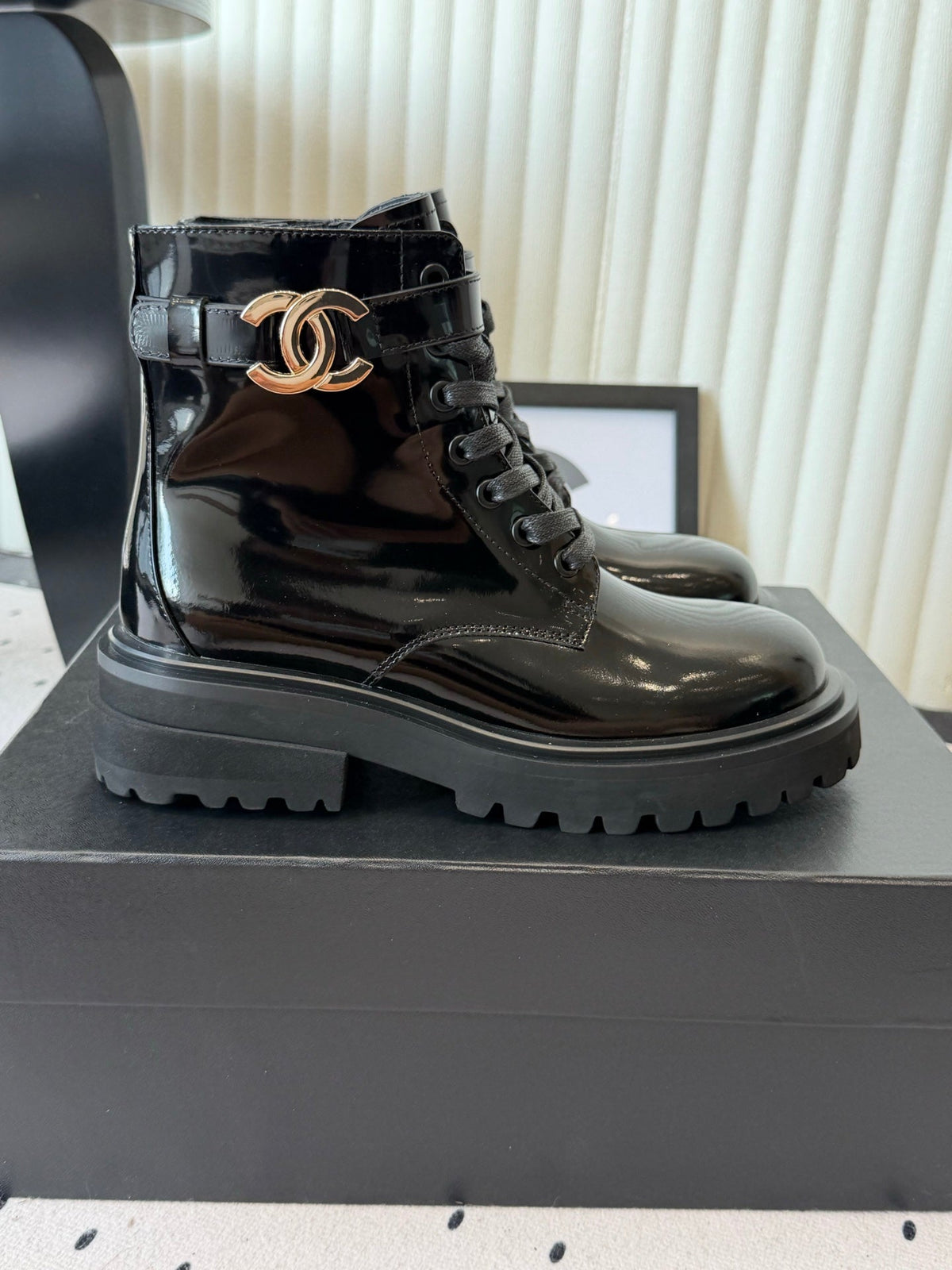 Chanel 2026 Lace Up Combat Boots Suede Leather 189927
