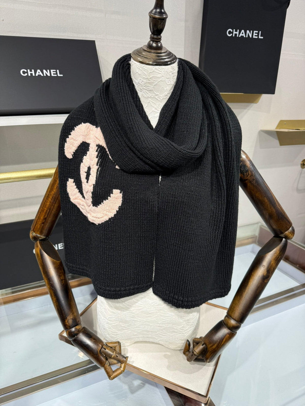 Chanel 2026 CC Logo Scarf 190cm Wool 197275