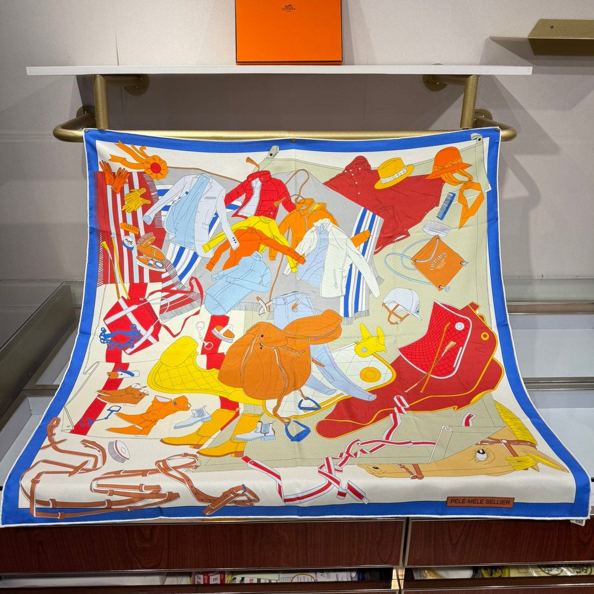 Hermès 2026 Pêle-Mêle Sellier Scarf 90cm Colorful Silk 218413