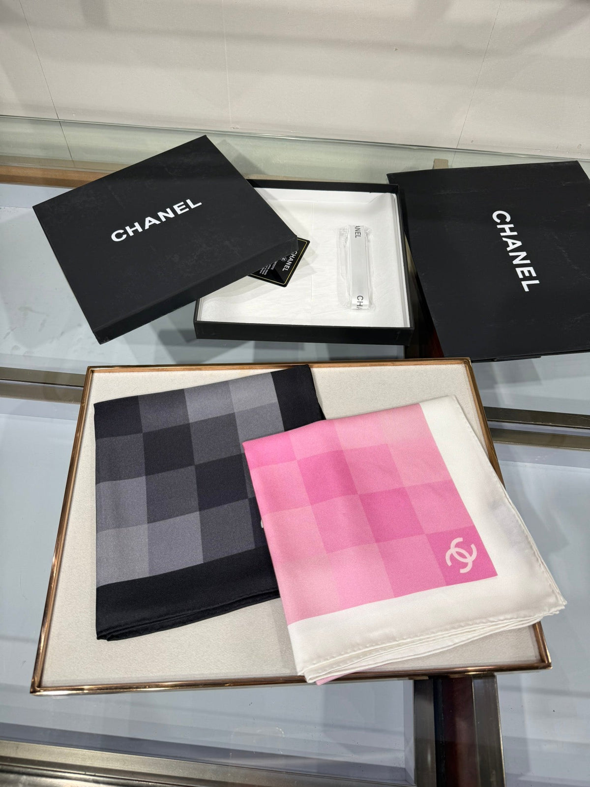 Chanel 2026 Gradient Pattern Scarf 90cm Silk 200709
