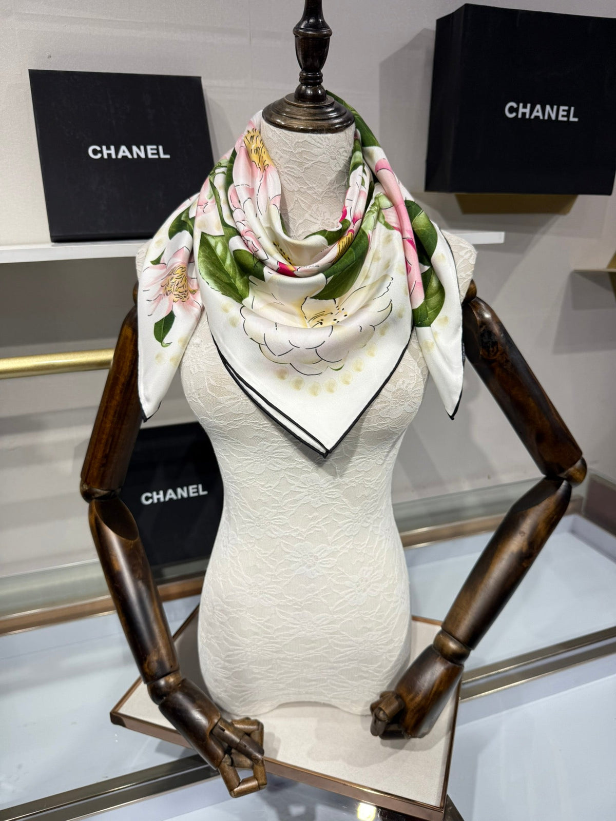 Chanel 2026 Camellia Scarf 90cm Colorful Silk 201050