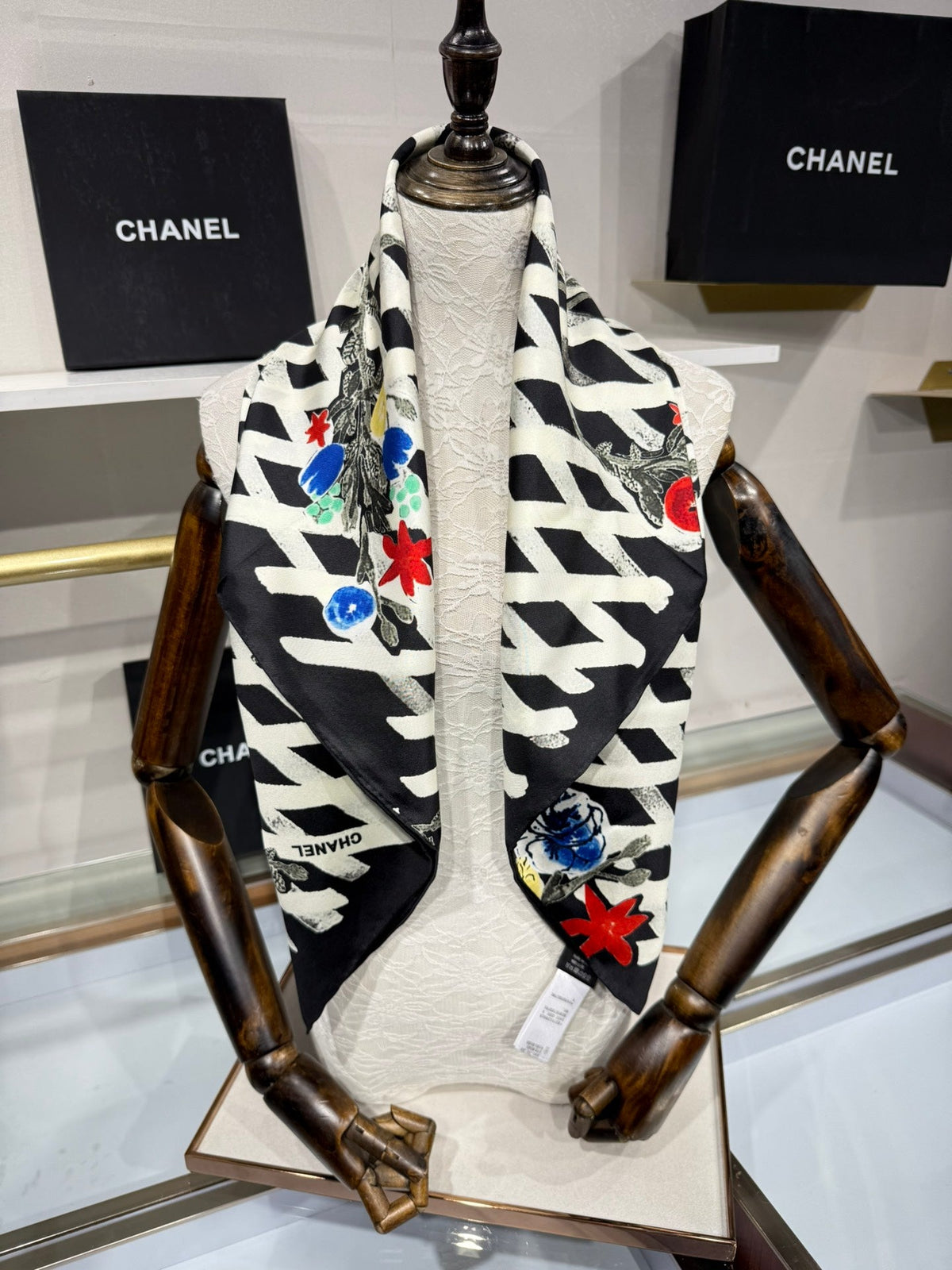 Chanel 2026 Floral Pattern Scarf 90cm Silk 201765