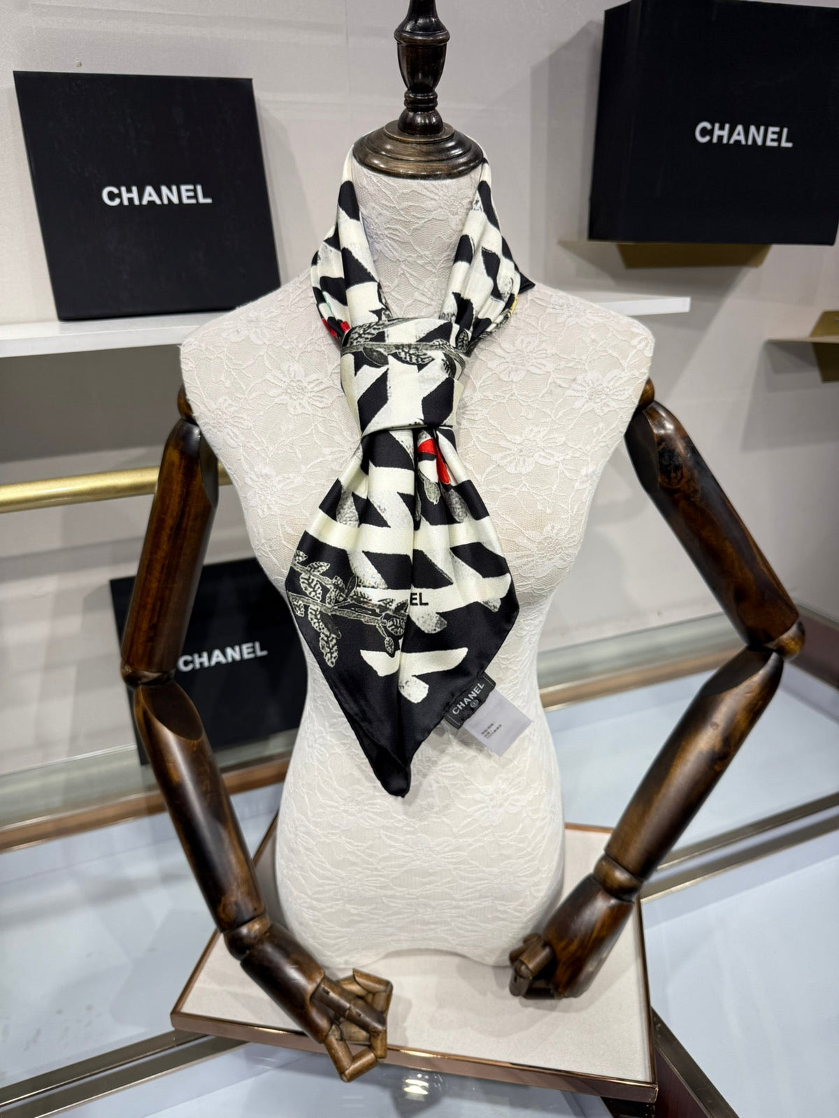 Chanel 2026 Floral Pattern Scarf 90cm Silk 201765