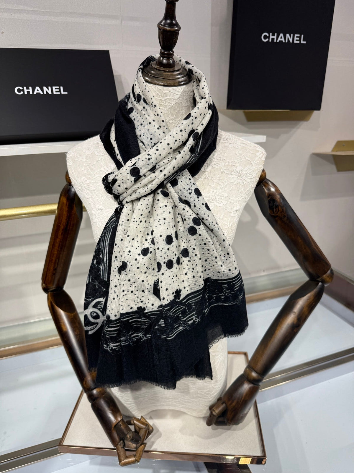 Chanel 2026 Logo Long Scarf 200cm Cashmere 213276