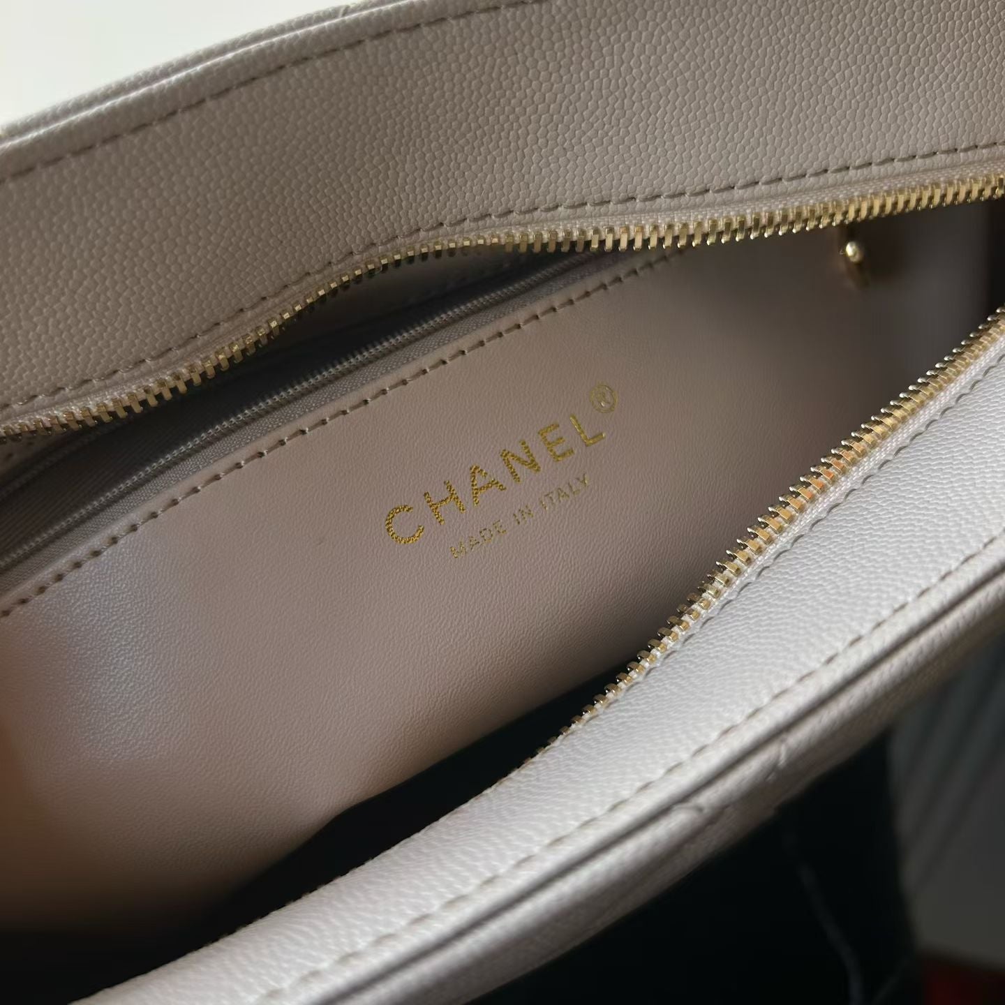 Chanel 2026 Medallion Tote Bag 30cm Light Grey Caviar Cowhide