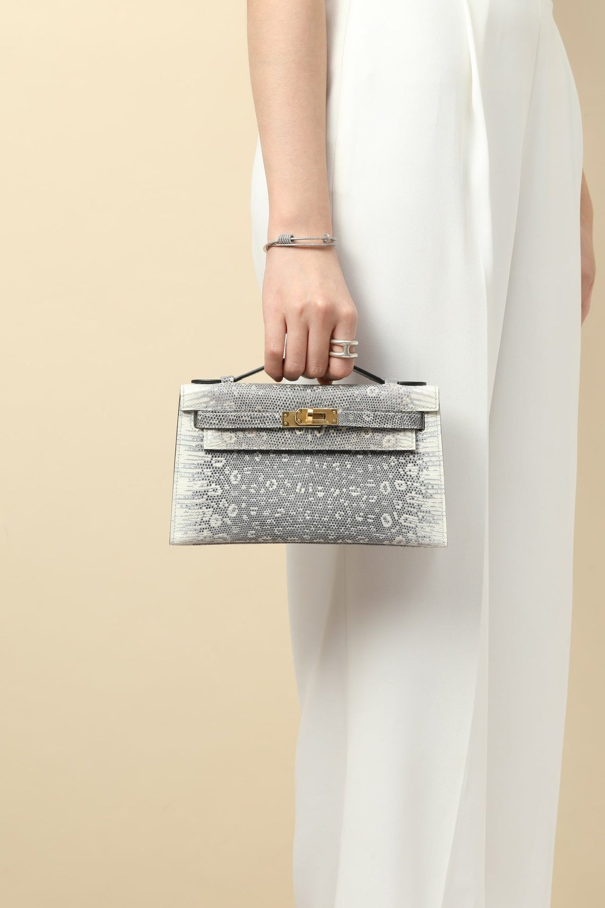 High-end Hermes 2026 Kelly Pochette Bag 22cm Ombre Lizard Skin