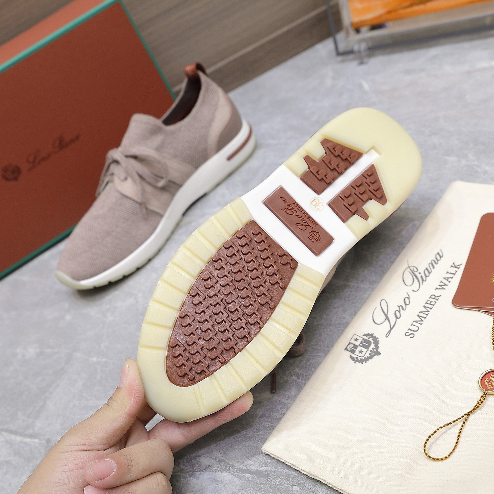 LP lady Flexy Walk  Sneaker Pink Wool And Calfskin 310454