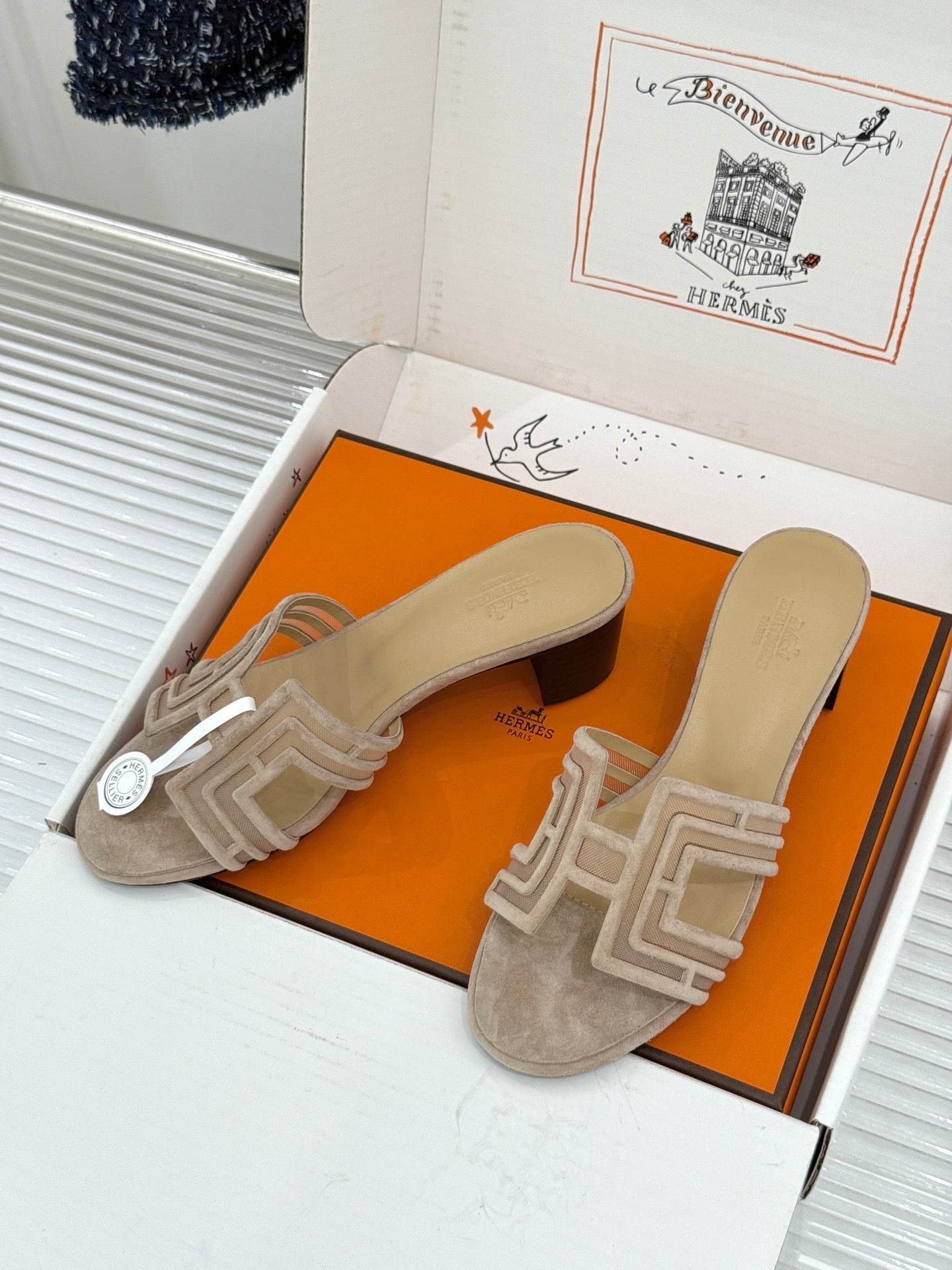 Hermes 2026 Oran Sandal Suede Mesh 898415