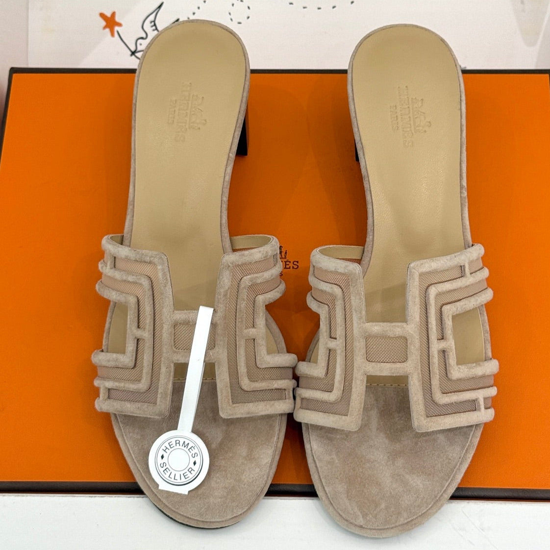 Hermes 2026 Oran Sandal Suede Mesh 898415