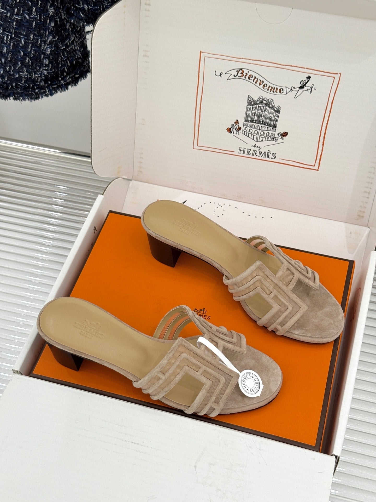 Hermes 2026 Oran Sandal Suede Mesh 898415