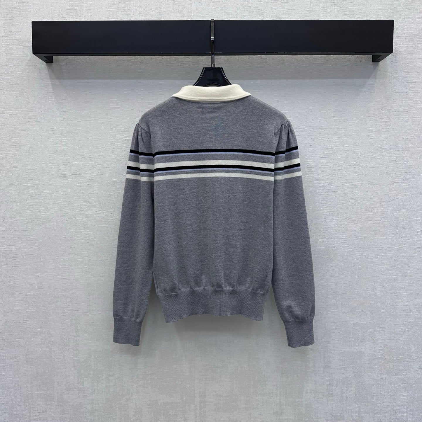 Miumiu 2026 Striped Long-Sleeve Knit Top with Peter Pan Collar Wool 418720