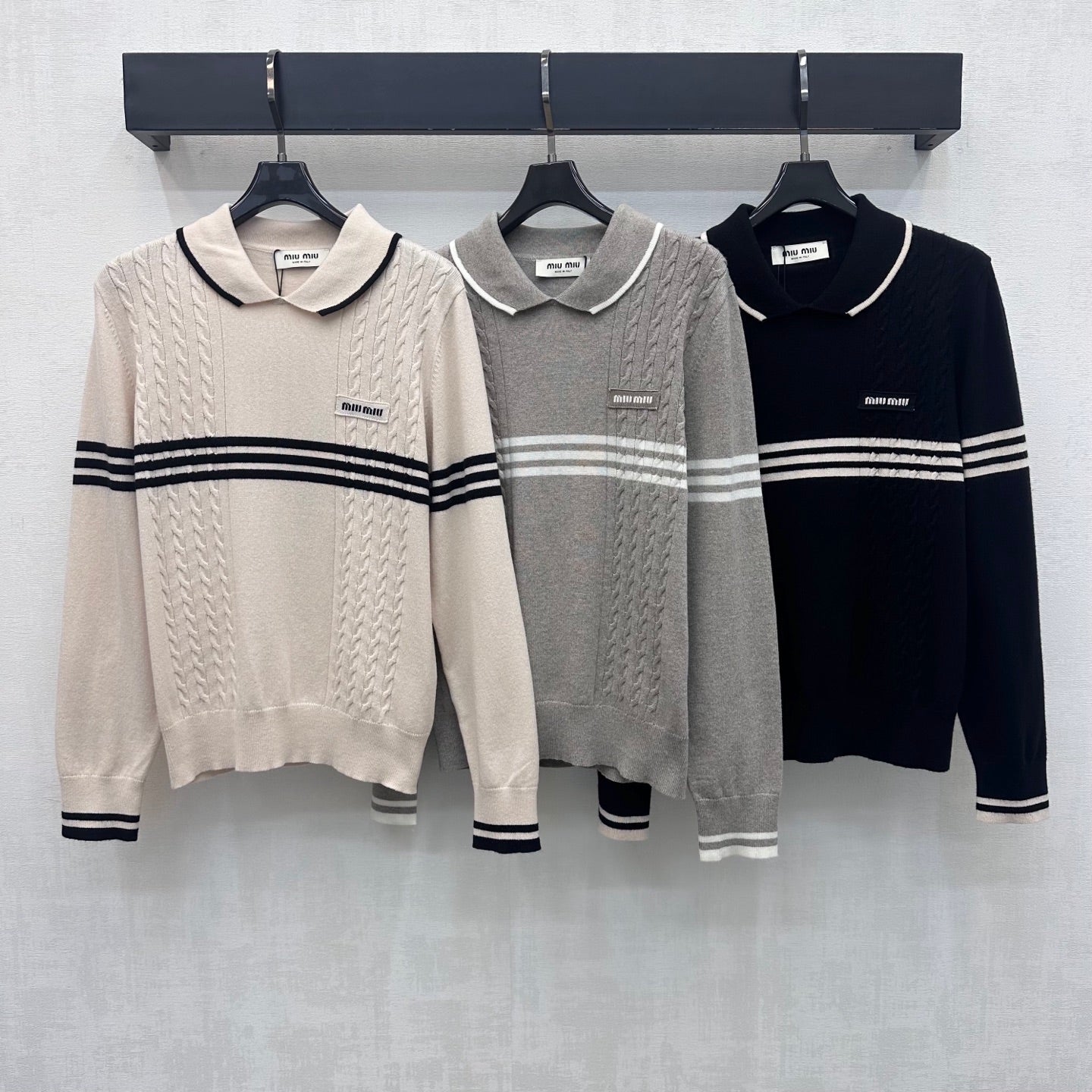 Miumiu 2026 Striped Long-Sleeve Knitwear Wool 418694