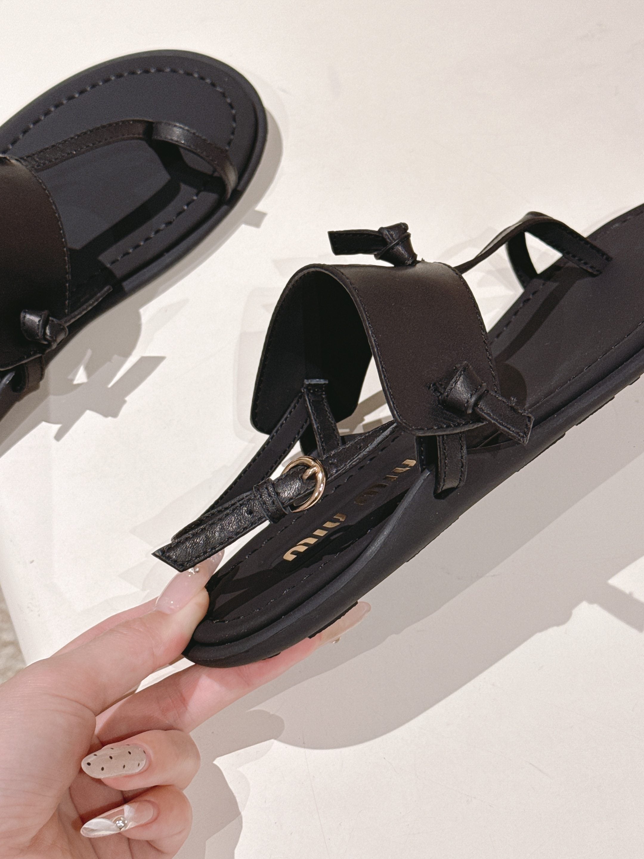 Miu Miu 2026 Sandal with Strap Black Leather 620681