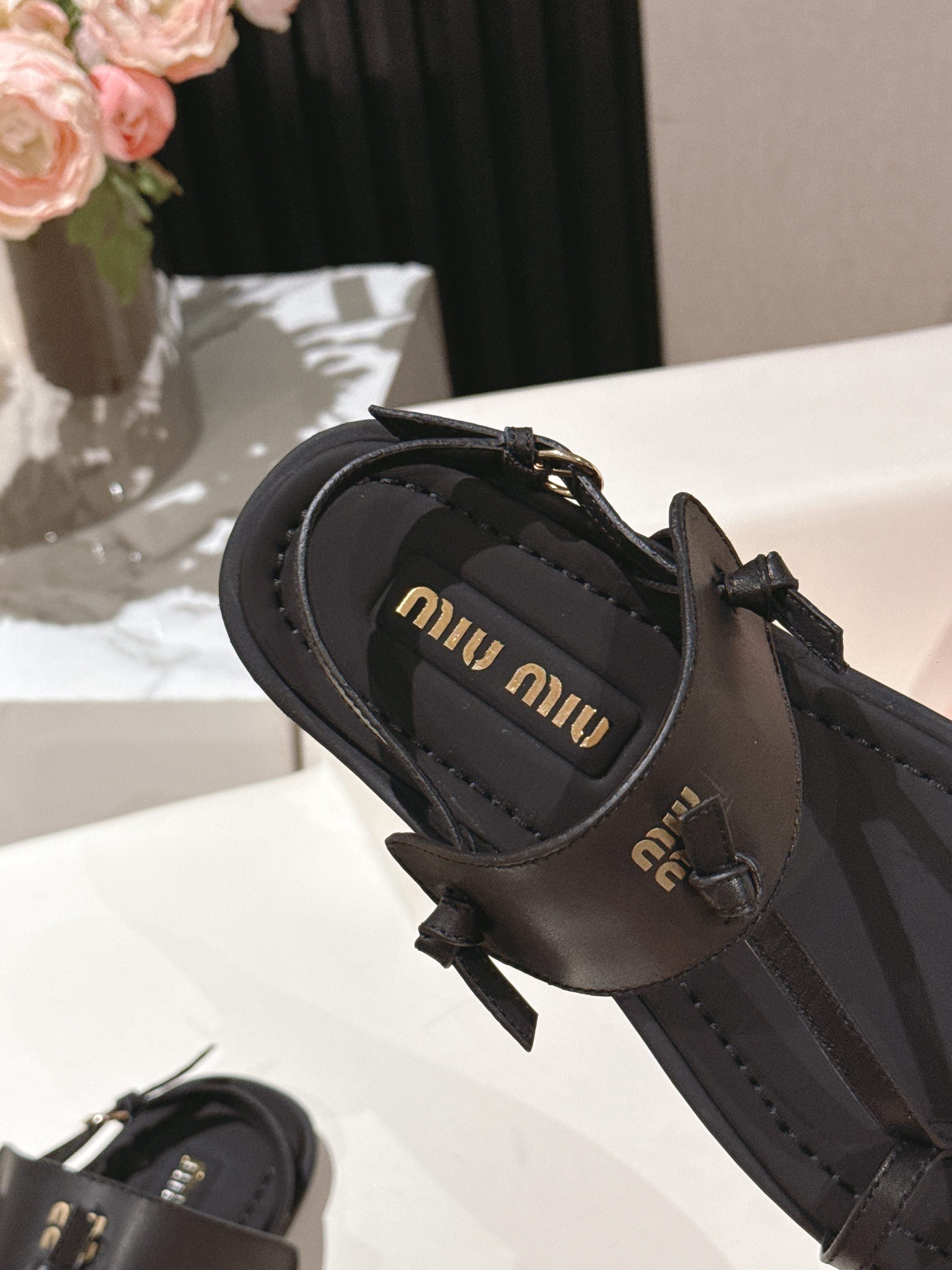 Miu Miu 2026 Sandal with Strap Black Leather 620681