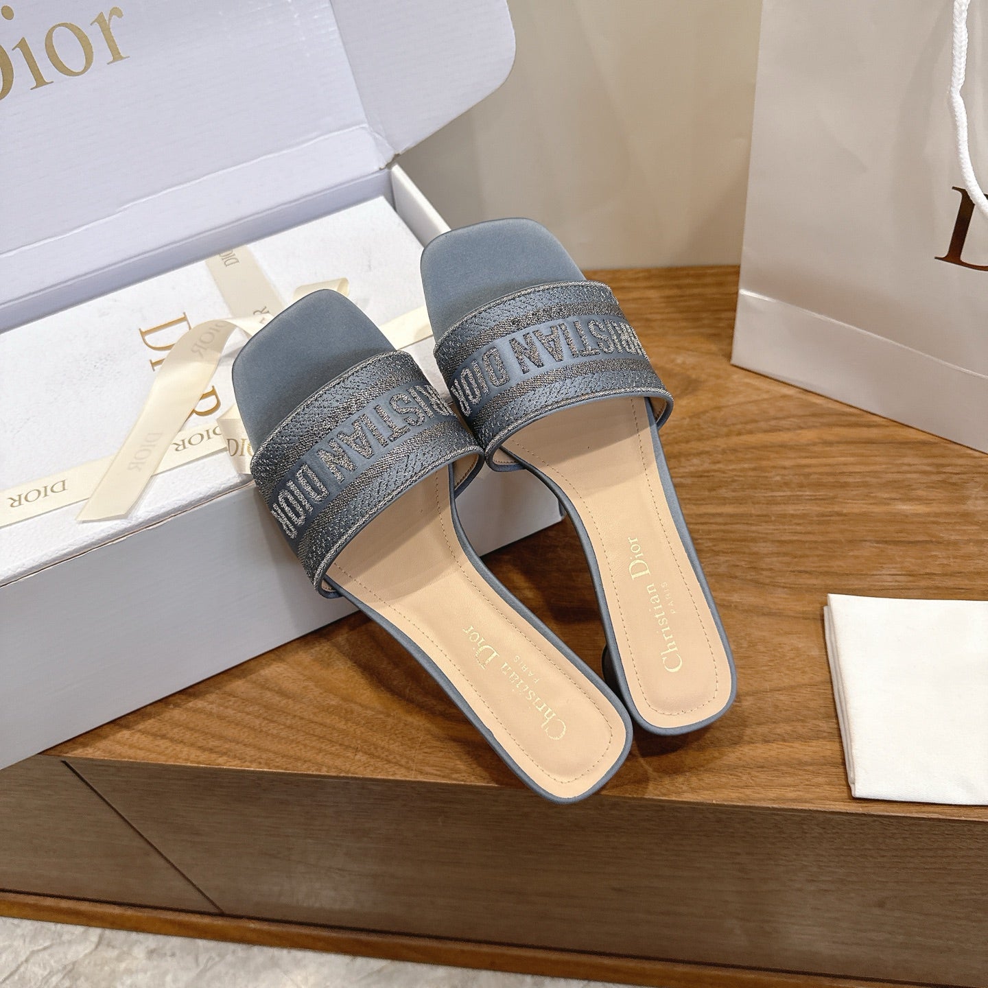 Dior 2026 Dway Heeled Slide Sandals 35mm Fabric Leather 911190