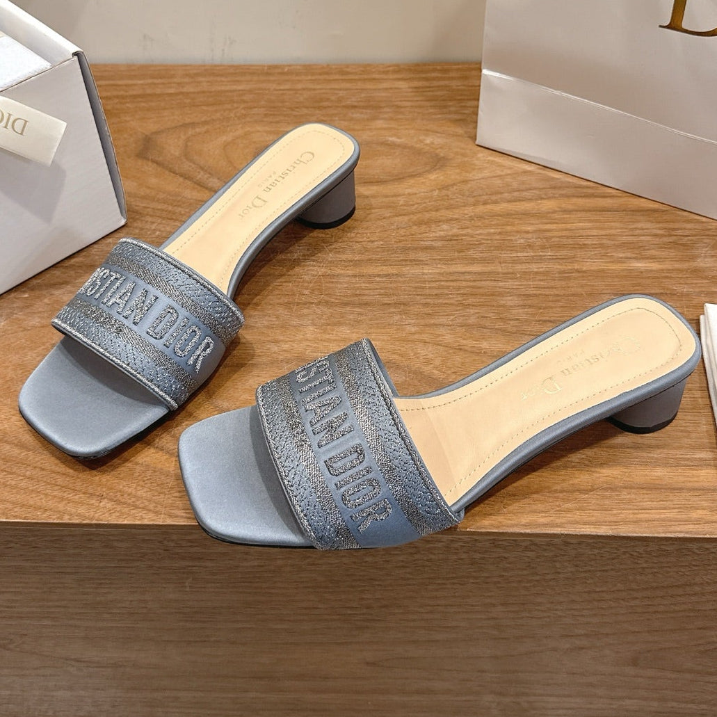 Dior 2026 Dway Heeled Slide Sandals 35mm Fabric Leather 911190