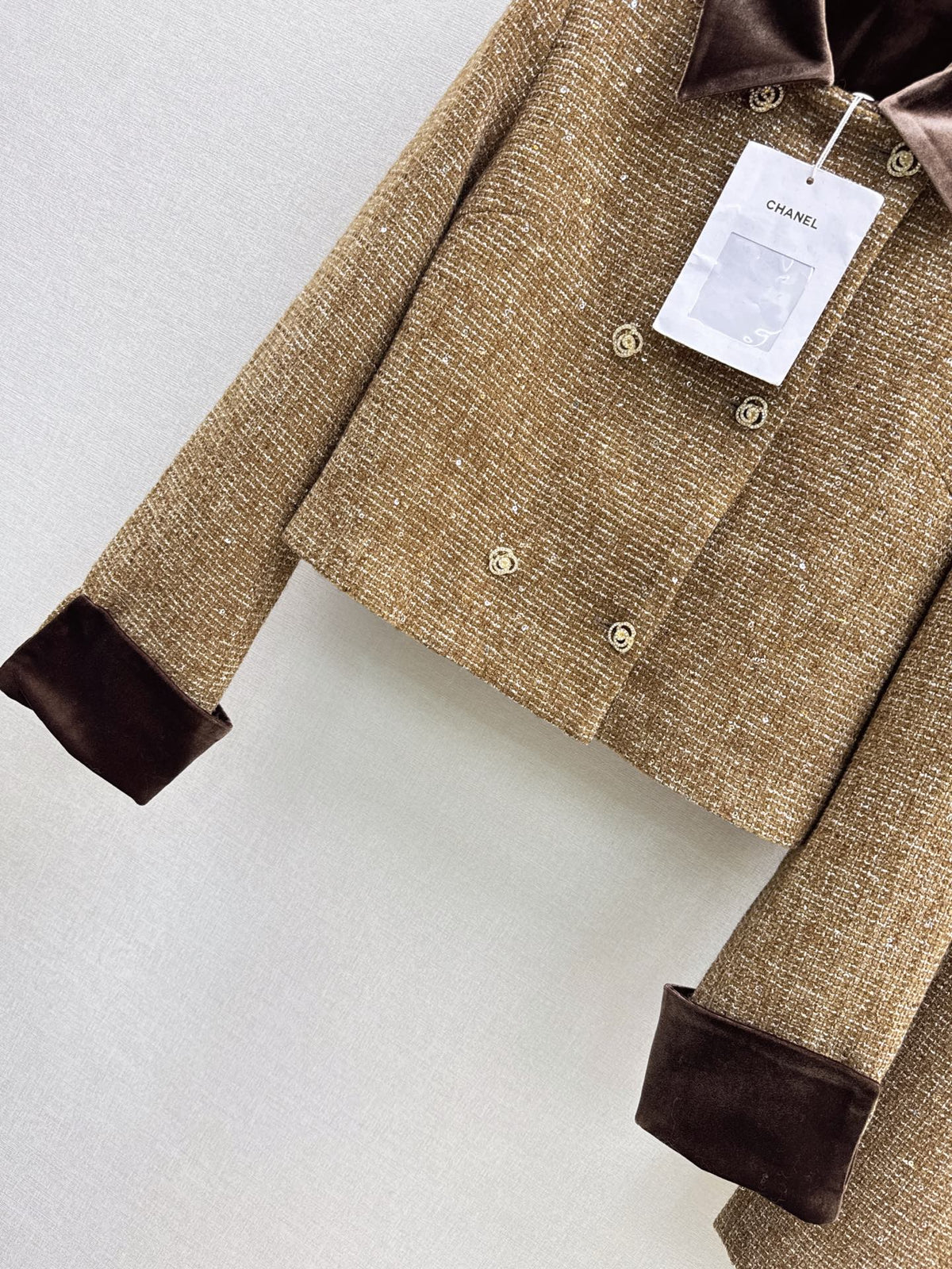 Chanel 2026 Cropped Jacket And Pencil Skirt Set Brown Tweed