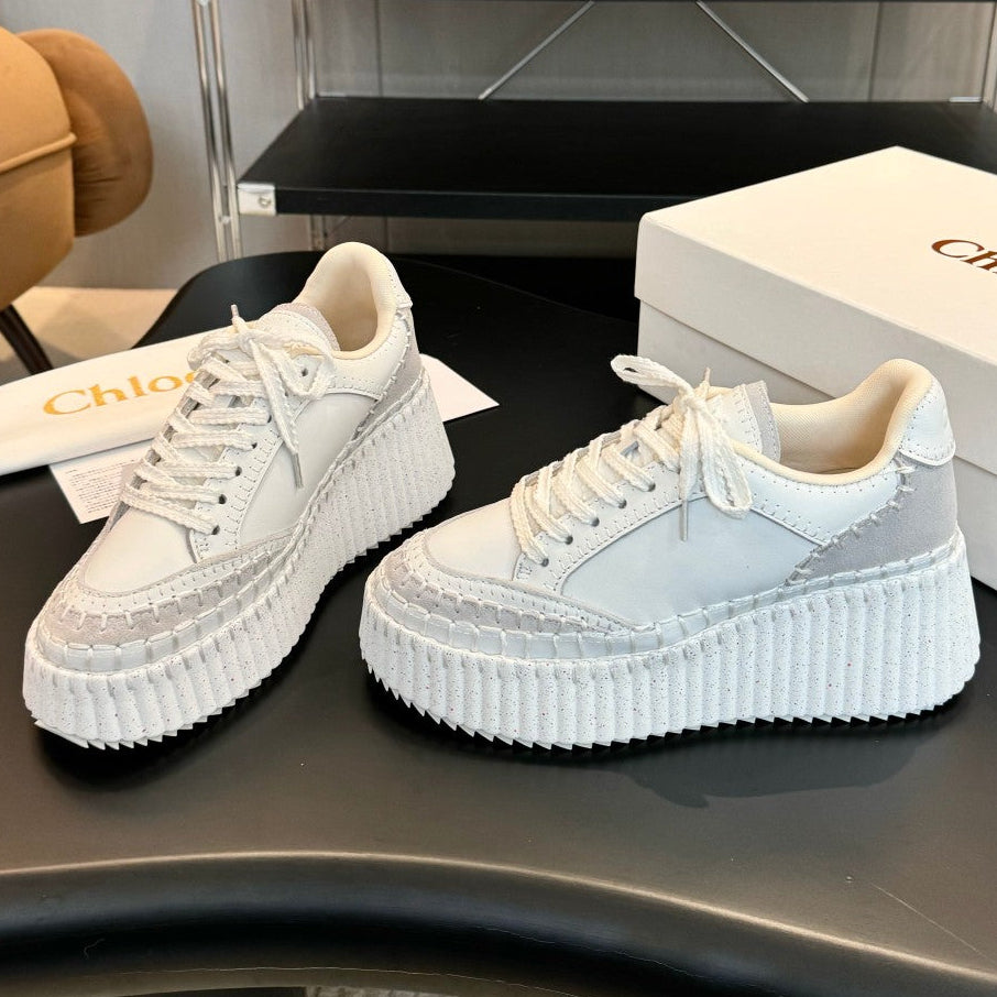 Chloe 2025 Nama Wedge Sneaker White Cowhide 576720