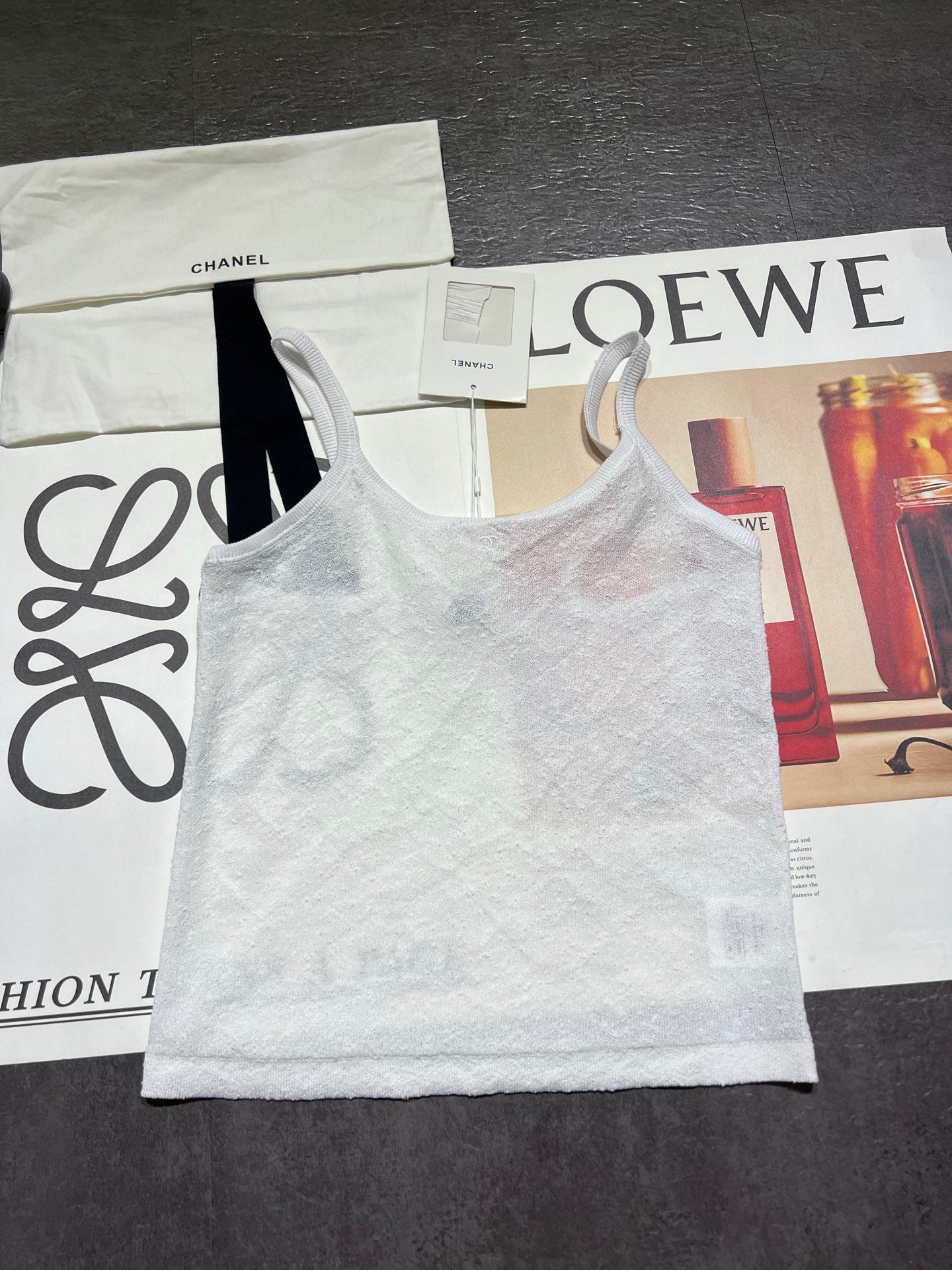Chanel 2026 Camisole Black and White Cotton Linen
