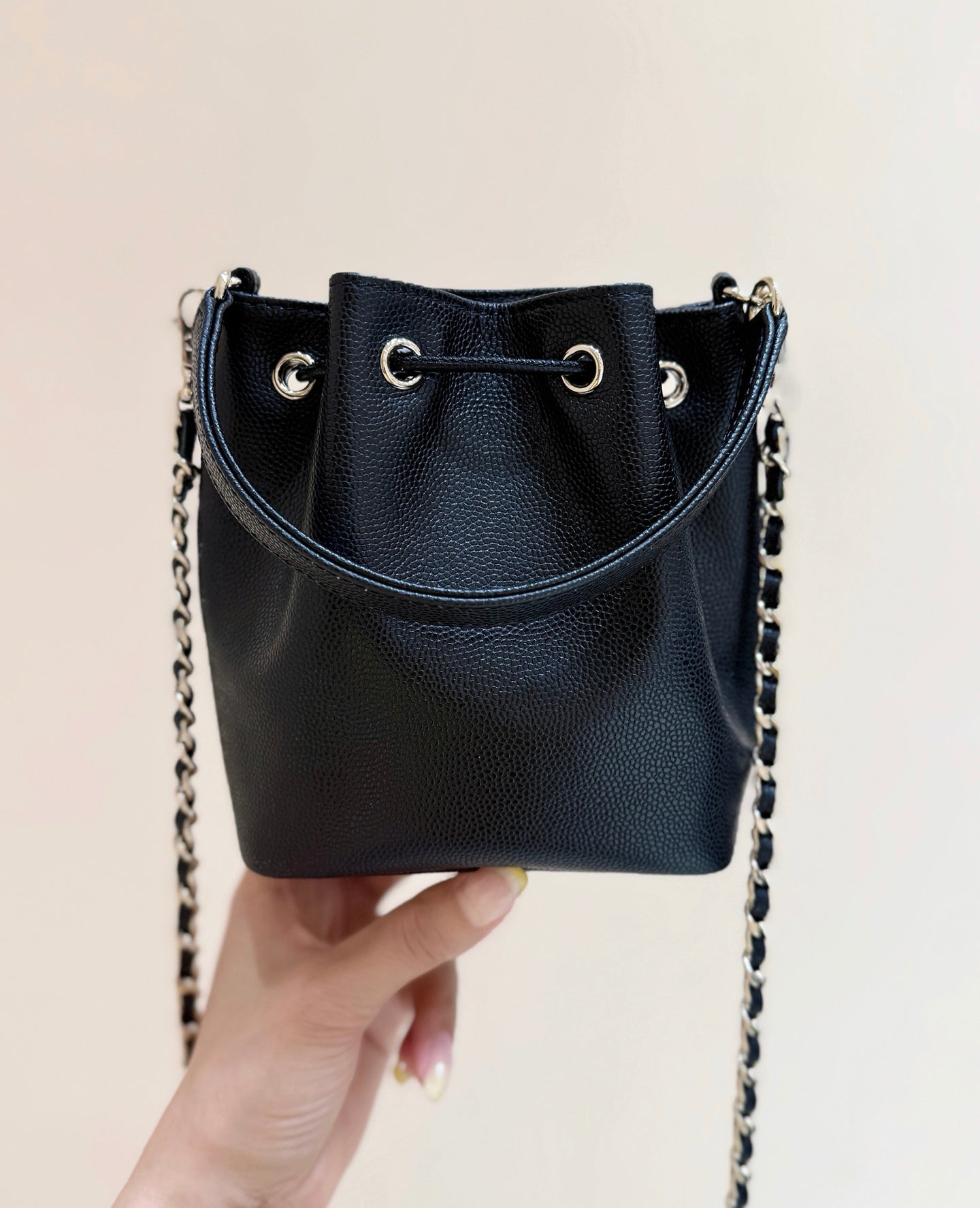 Chanel 2025 Mini Bucket Bag 15cm Black Calfskin 343052