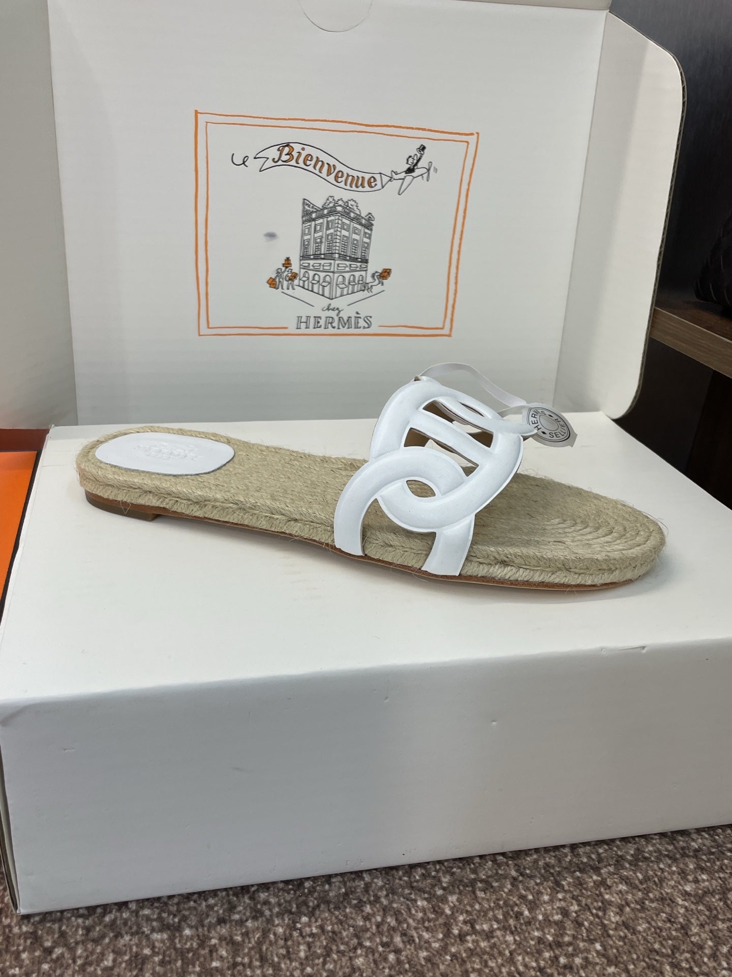 Hermes 2026 Famosa Espadrilles White Beige Straw Leather 400390