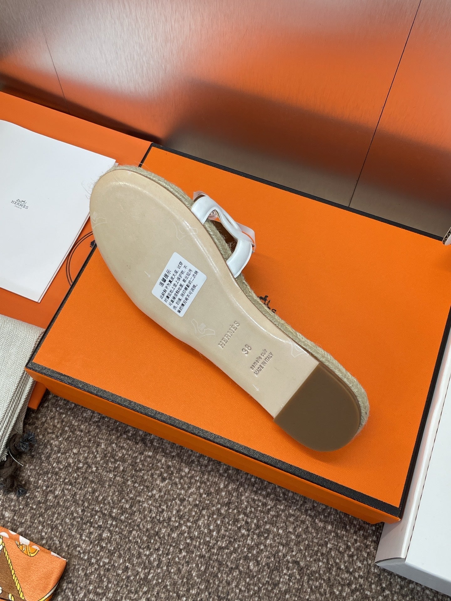 Hermes 2026 Famosa Espadrilles White Beige Straw Leather 400390