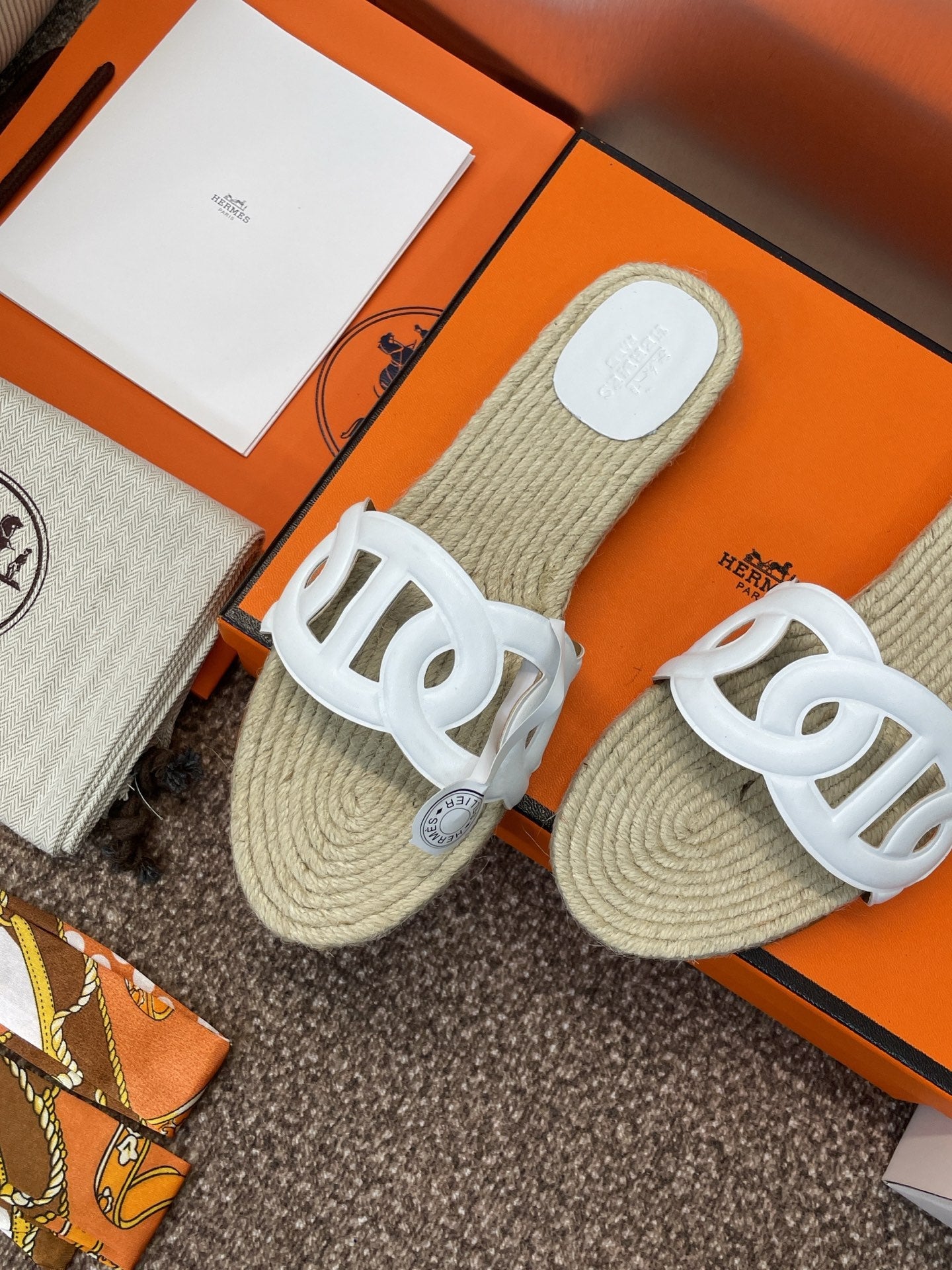 Hermes 2026 Famosa Espadrilles White Beige Straw Leather 400390
