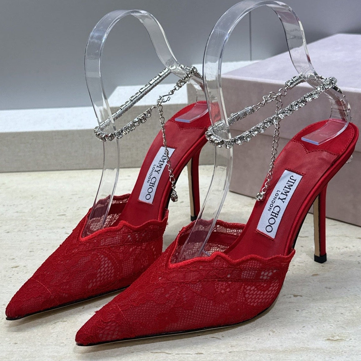 Jimmy Choo 2026 Saeda Crystal Lace Pumps 105mm Mesh 959927