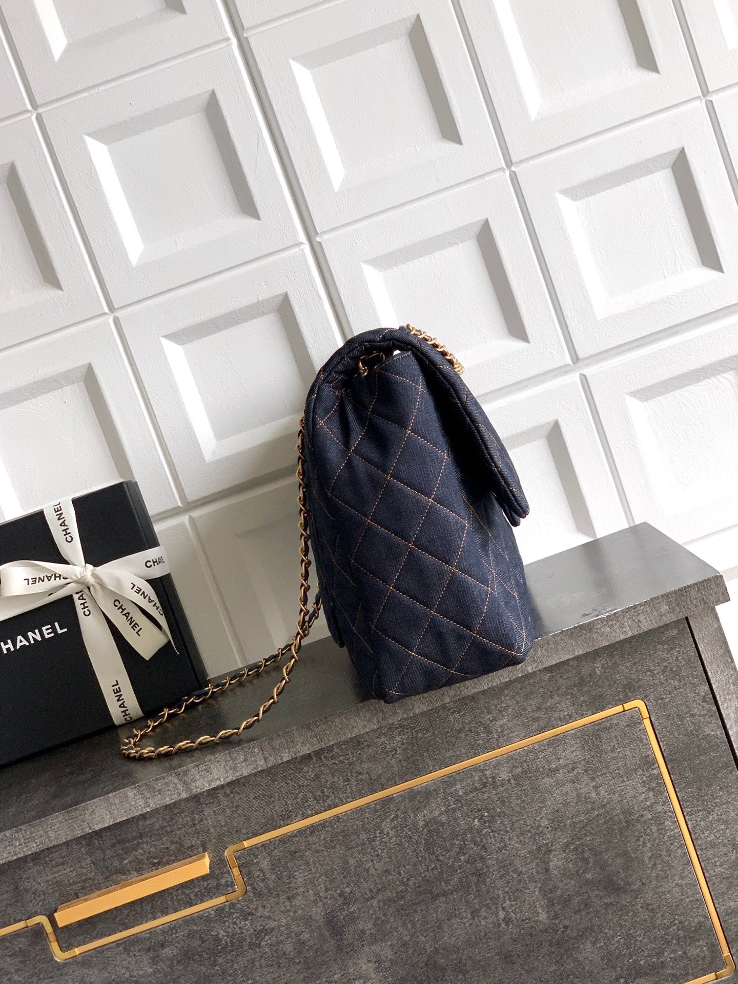 Chanel 2026 Flap Bag 38.5cm Blue Denim Leather