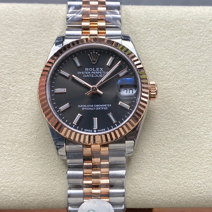 Datejust 31mm Pink Gold Steel Dark Grey Dial