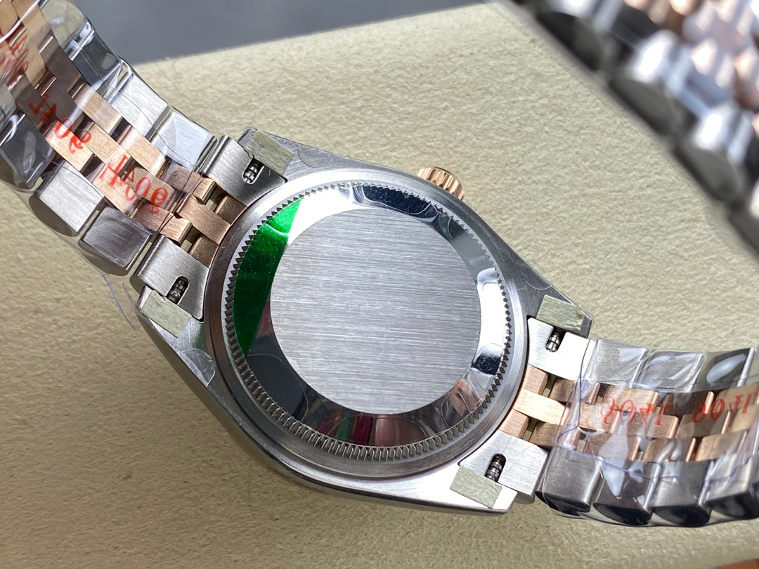 Datejust 31mm Pink Gold Steel Diamond Bezel Dark Grey Dial