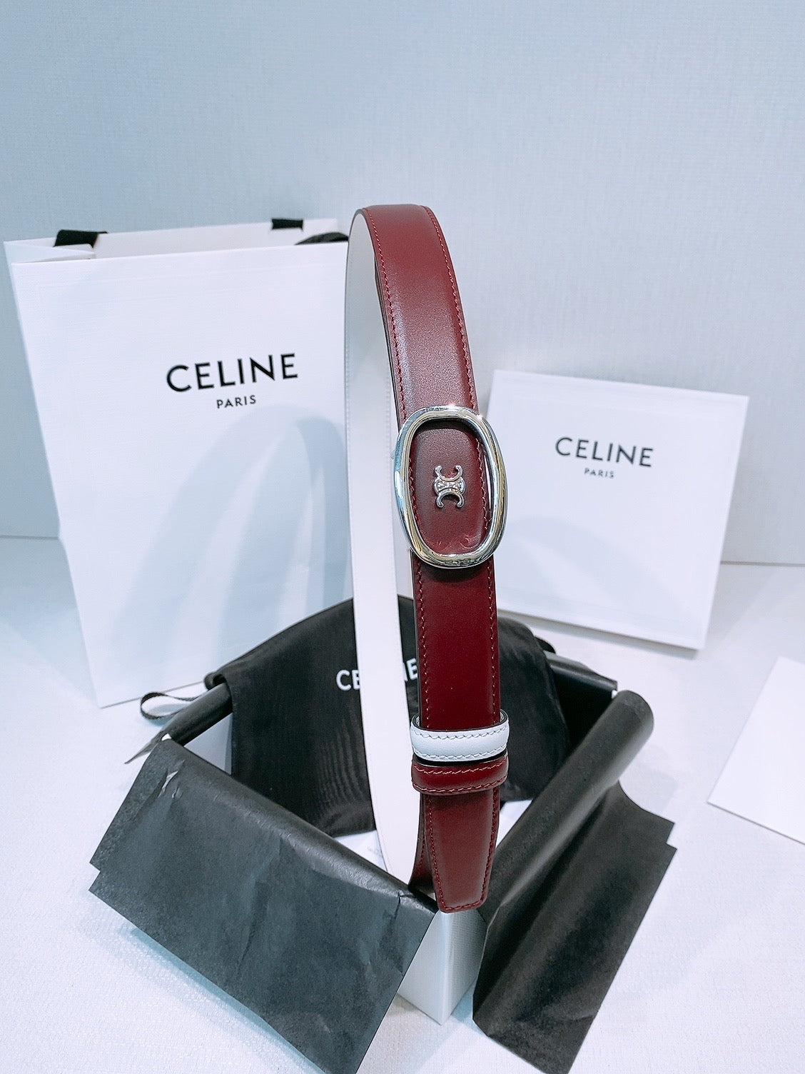 Celine 2026 Triomphe Classic Reversible Belt 25mm Leather 191084