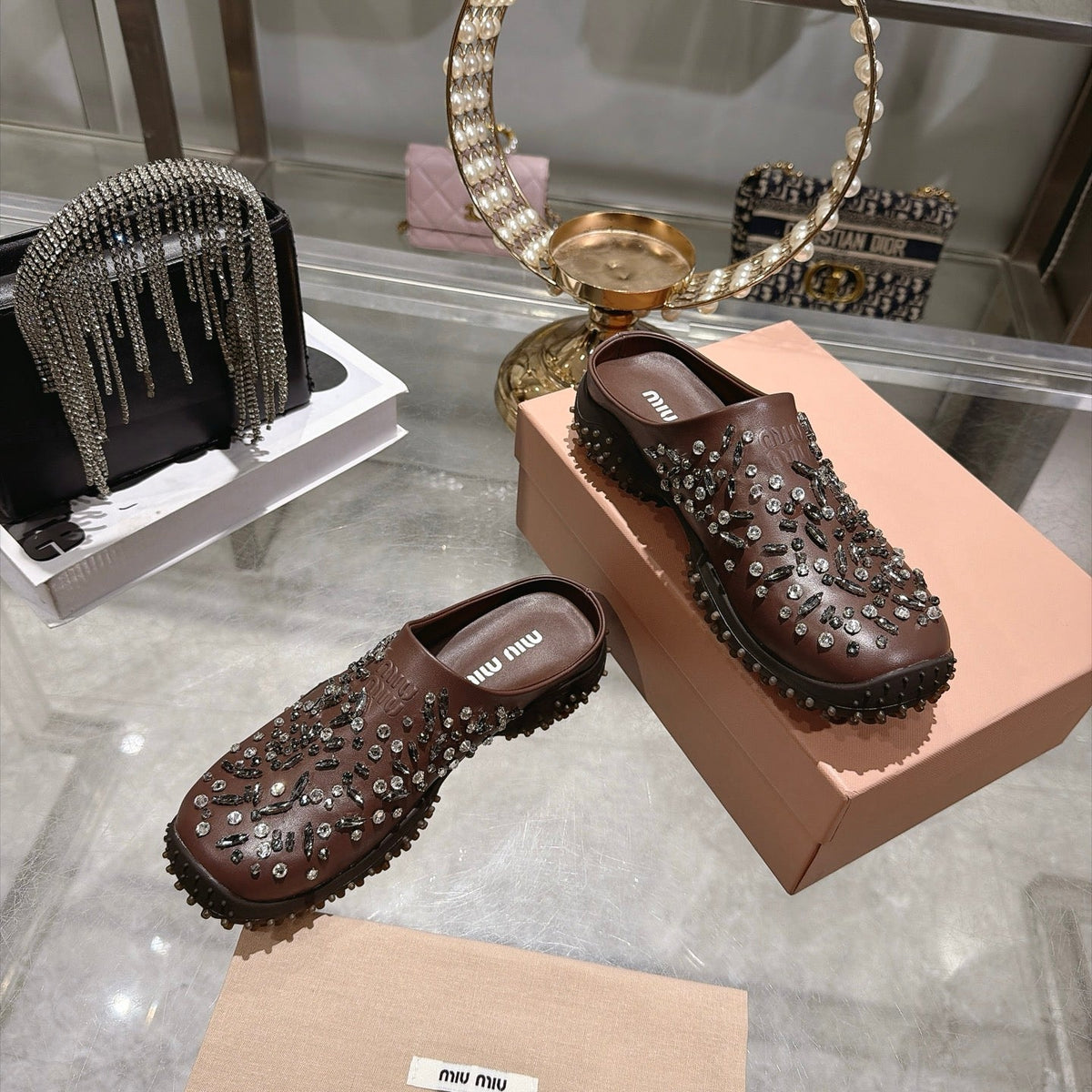 Miu Miu 2026 Embellished Studded Mule Calfskin 999598