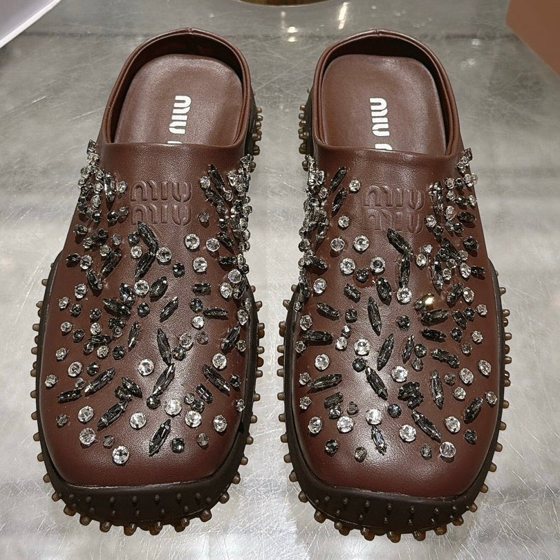 Miu Miu 2026 Embellished Studded Mule Calfskin 999598