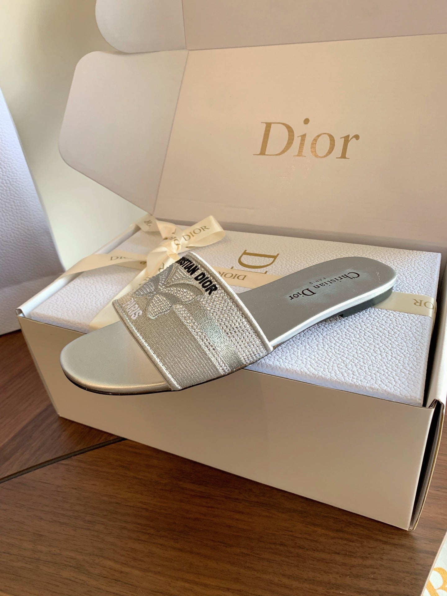 Dior 2026 Butterfly Embroidered Slipper Canvas 878189