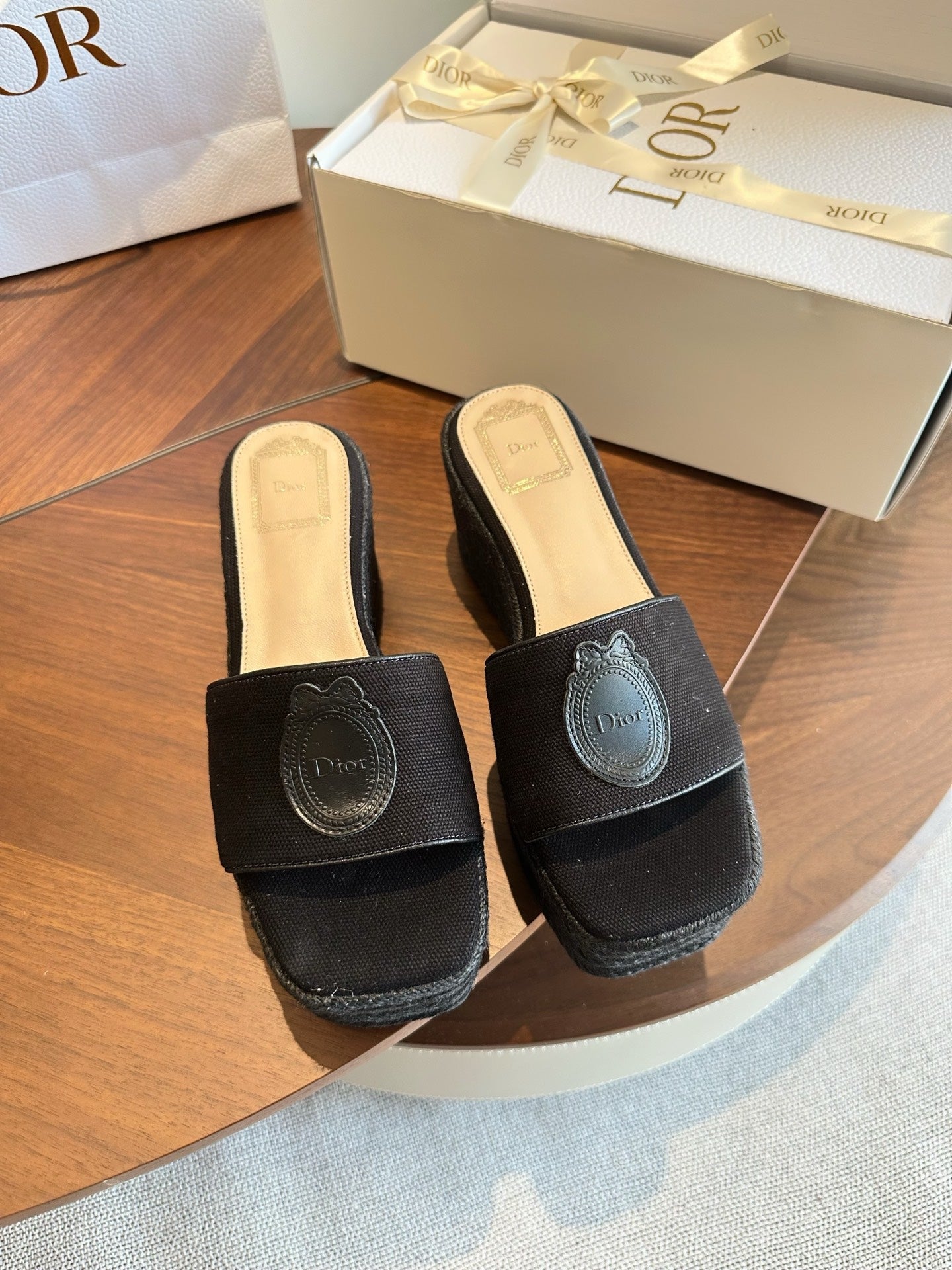Dior 2026 Medaillon Wedge Slide 95mm Denim 976902