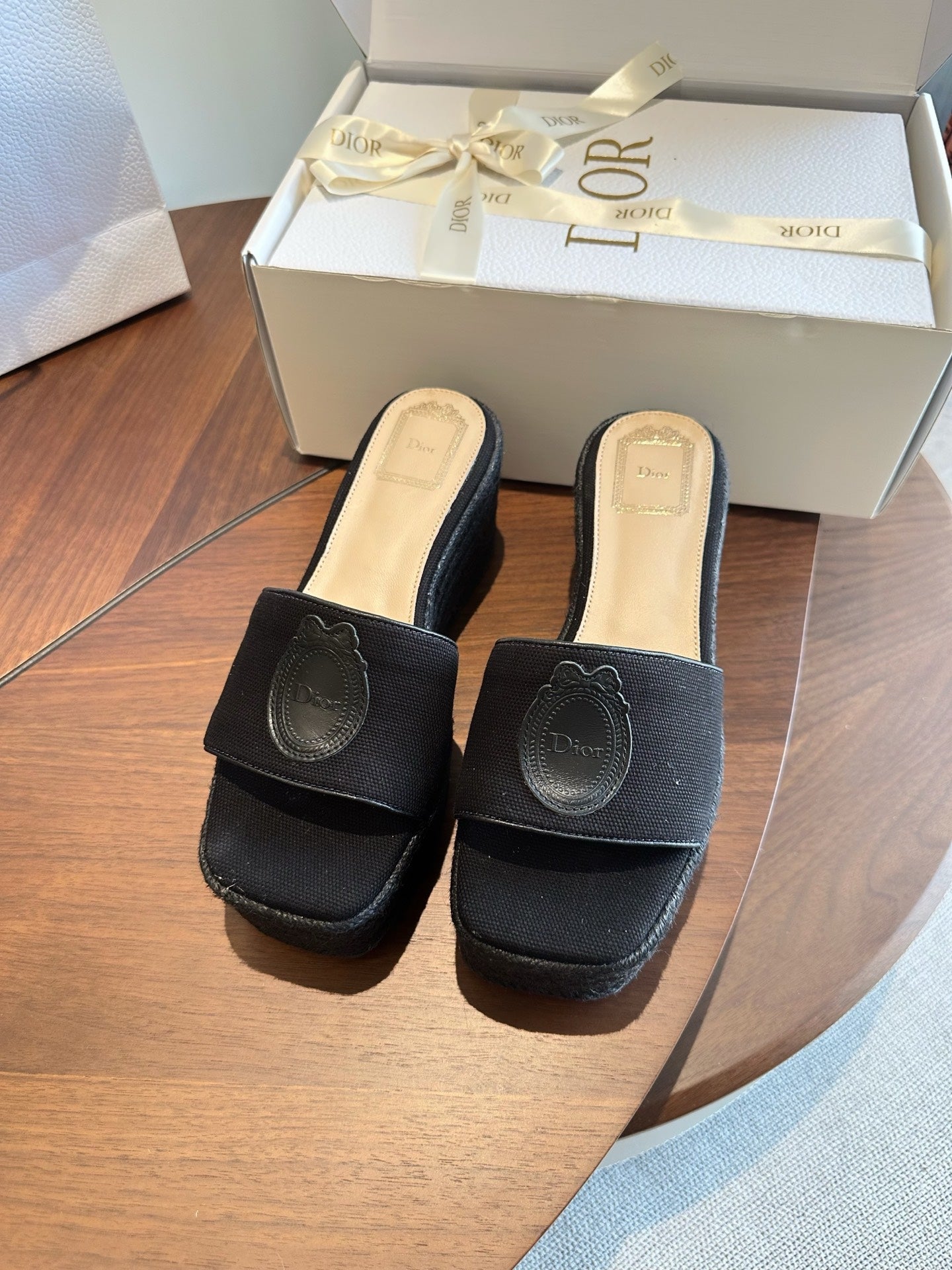 Dior 2026 Medaillon Wedge Slide 95mm Denim 976902