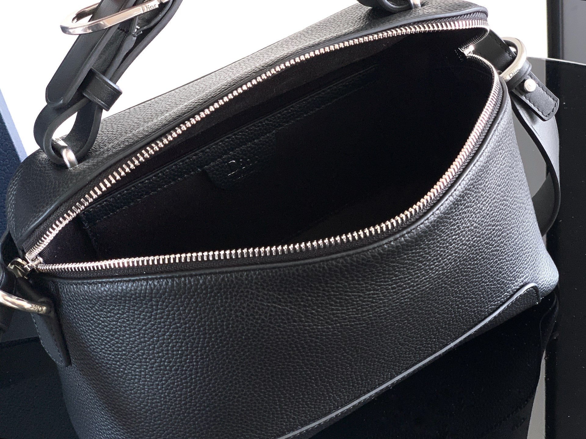 Dior 2026 Archie Zipped Bag with Strap 28cm Grained Calfskin 386302