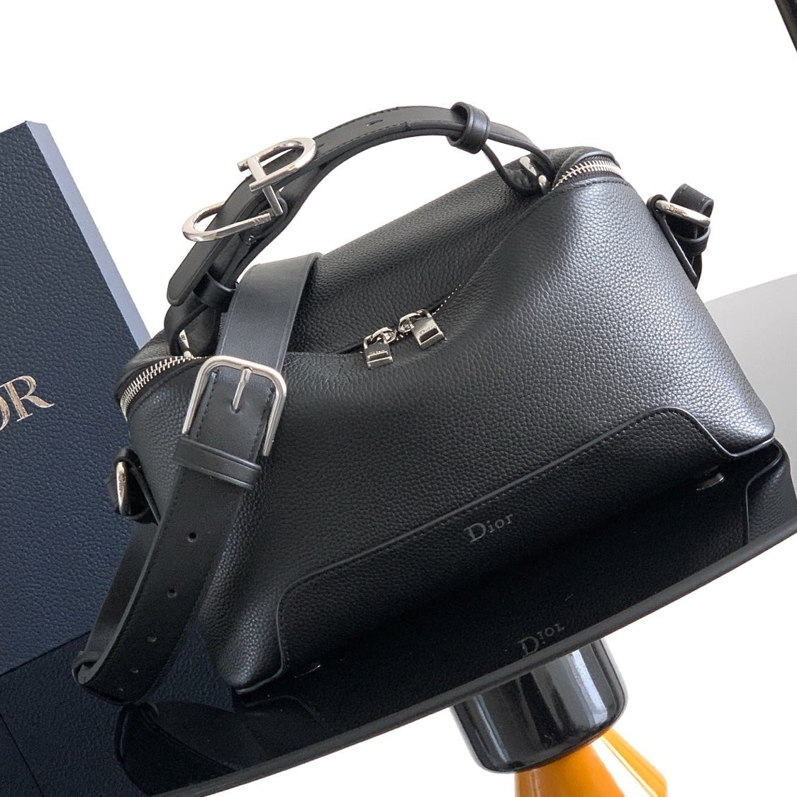 Dior 2026 Archie Zipped Bag with Strap 28cm Grained Calfskin 386302